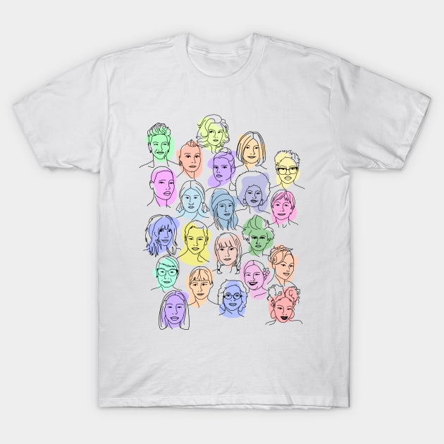 Colorful Women Faces T-Shirt by Slightly Unhinged